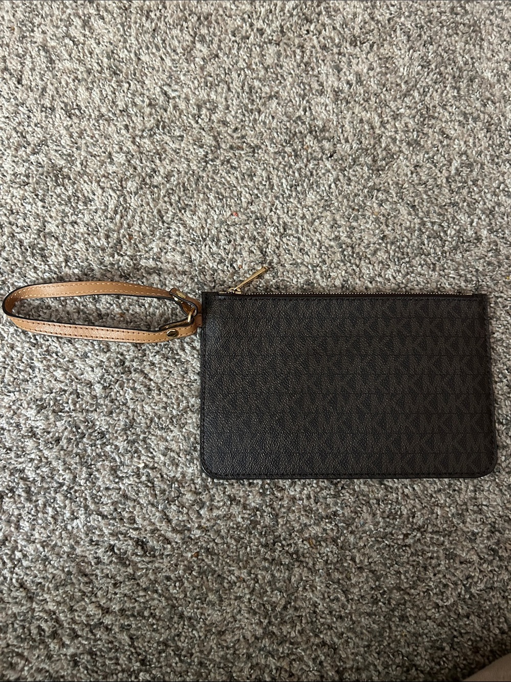Michael Kors Jet Set‎ Wristlet Clutch in Dark Brown with Tan Strap